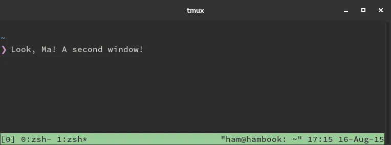tmux with two windows